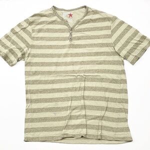Olive green striped henley shirt